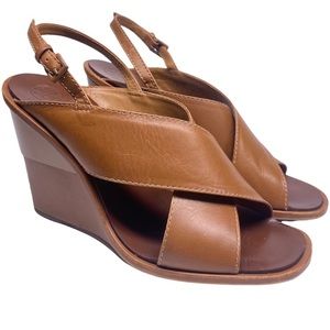 TORY BURCH GABRIELLE LEATHER WEDGE SANDAL